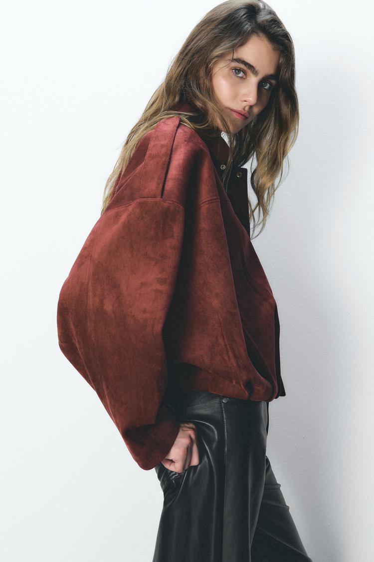 Lara faux Suede Bomber Jacket