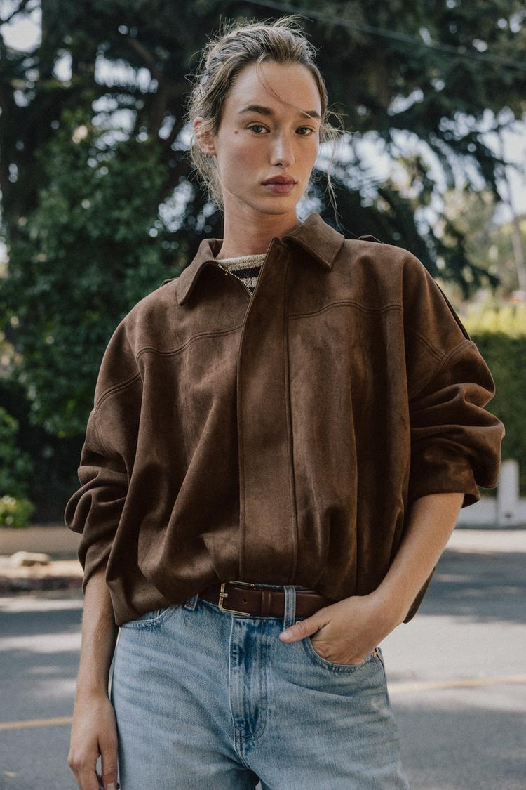 Lara faux Suede Bomber Jacket