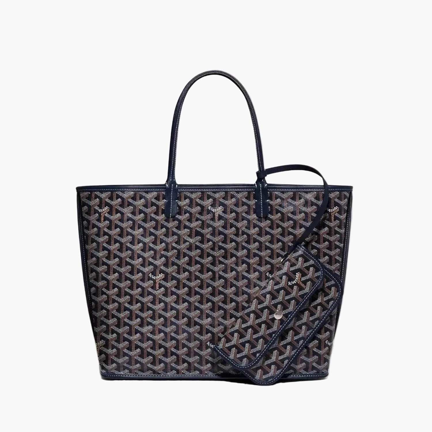 Elegant Élodie Tote Bag with signature pattern and detachable pouch, available in medium and large sizes for everyday use and travel