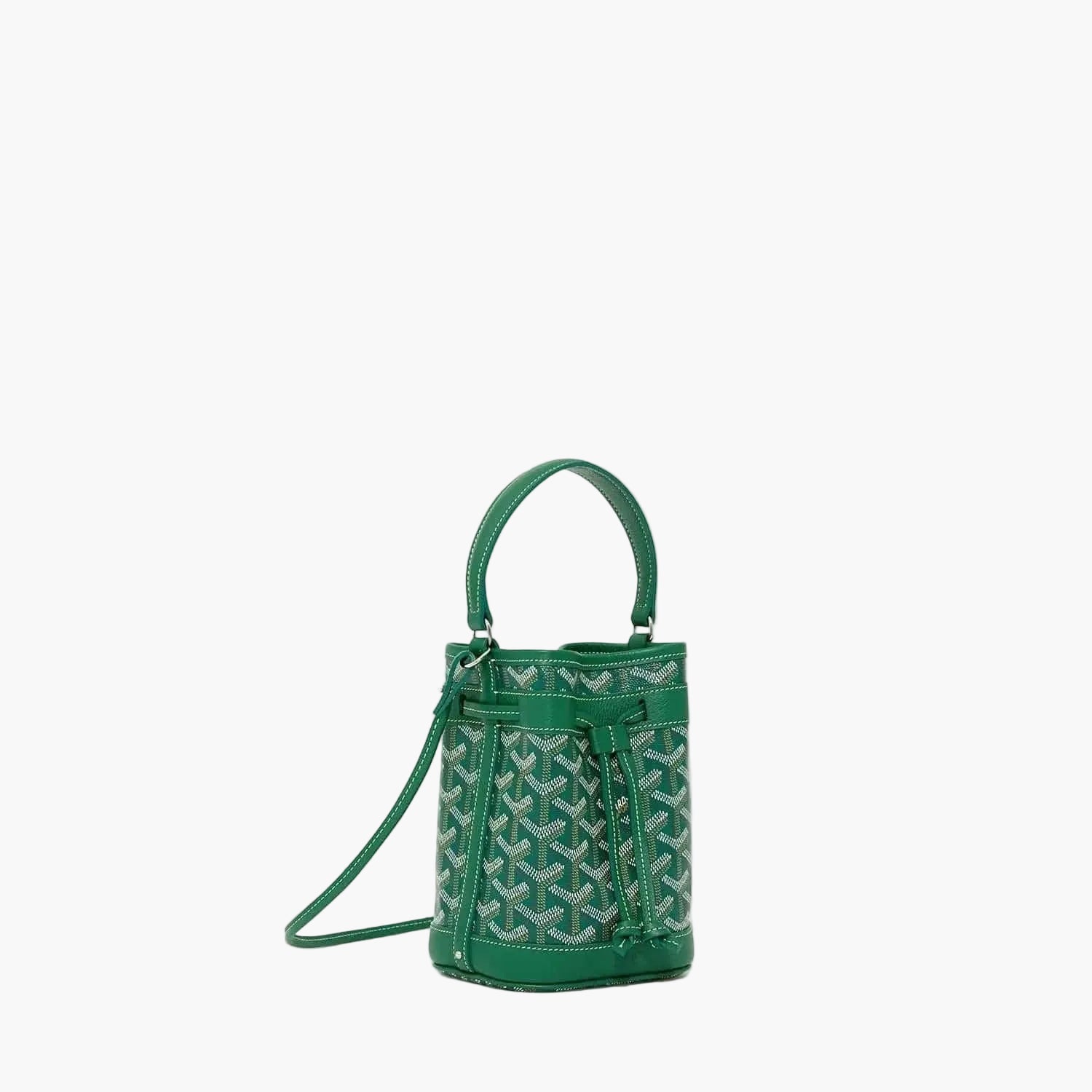Le Petit Flot Mini Bucket vegan leather handbag with adjustable drawstring and removable strap