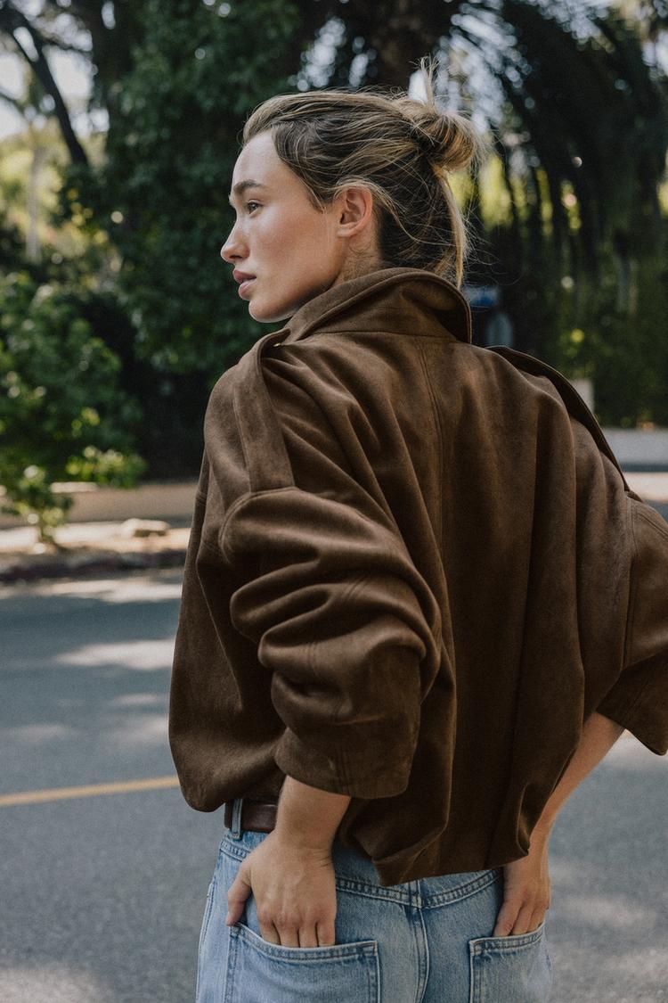 Lara faux Suede Bomber Jacket